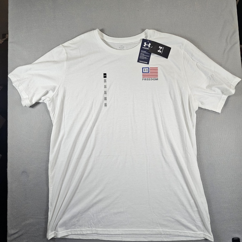 Under‎ Armour UA Freedom Left Chest T Shirt Mens 3XLT Tall White Flag NWT